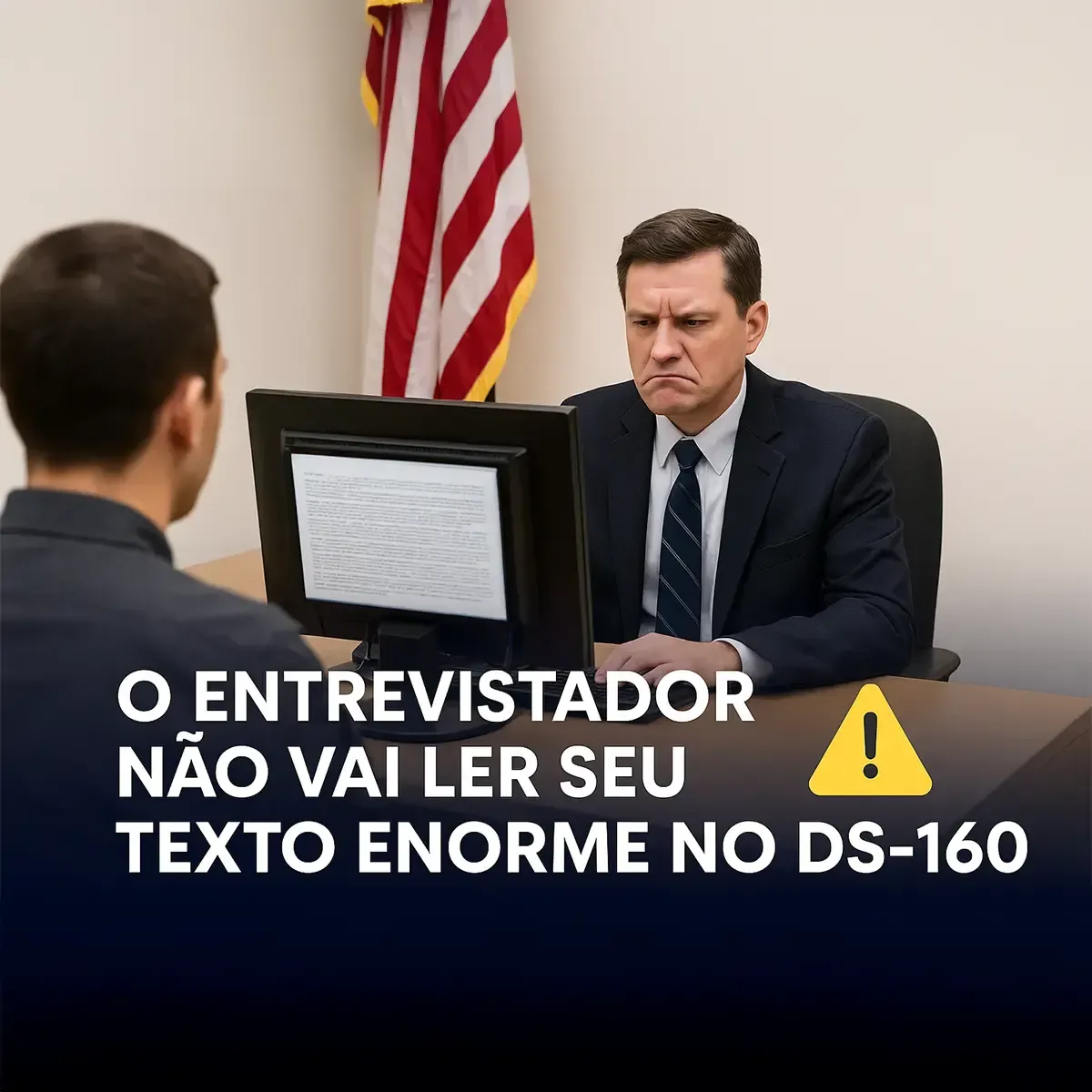 Imagem principal para o artigo Textos longos no DS-160 podem prejudicar sua entrevista de visto americano da Viaggi Vistos